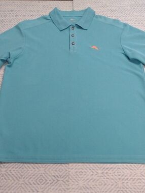 Tommy Bahama Aqua Polo with Contrast Coral Logo,Golf, Casual